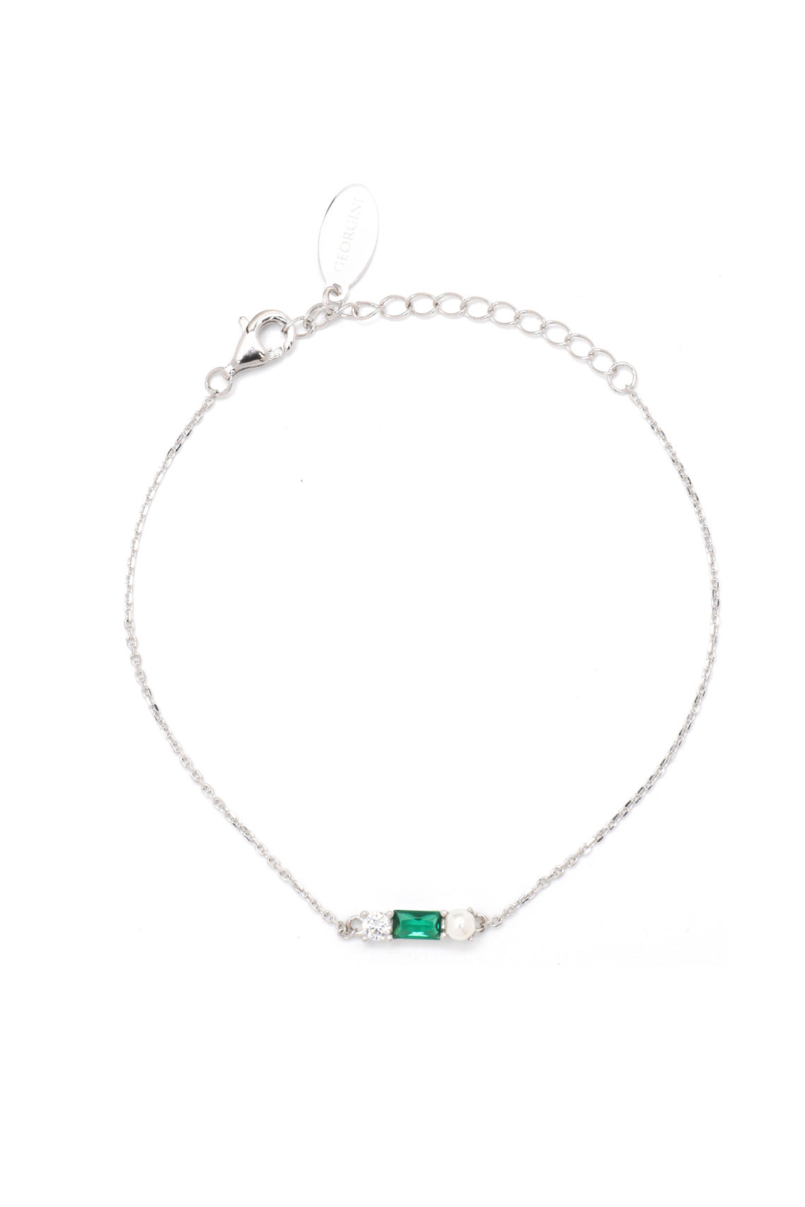 EMERALD ISLE FRESHWATER PEARL BRACELET IN EMERALD AND SILVER
