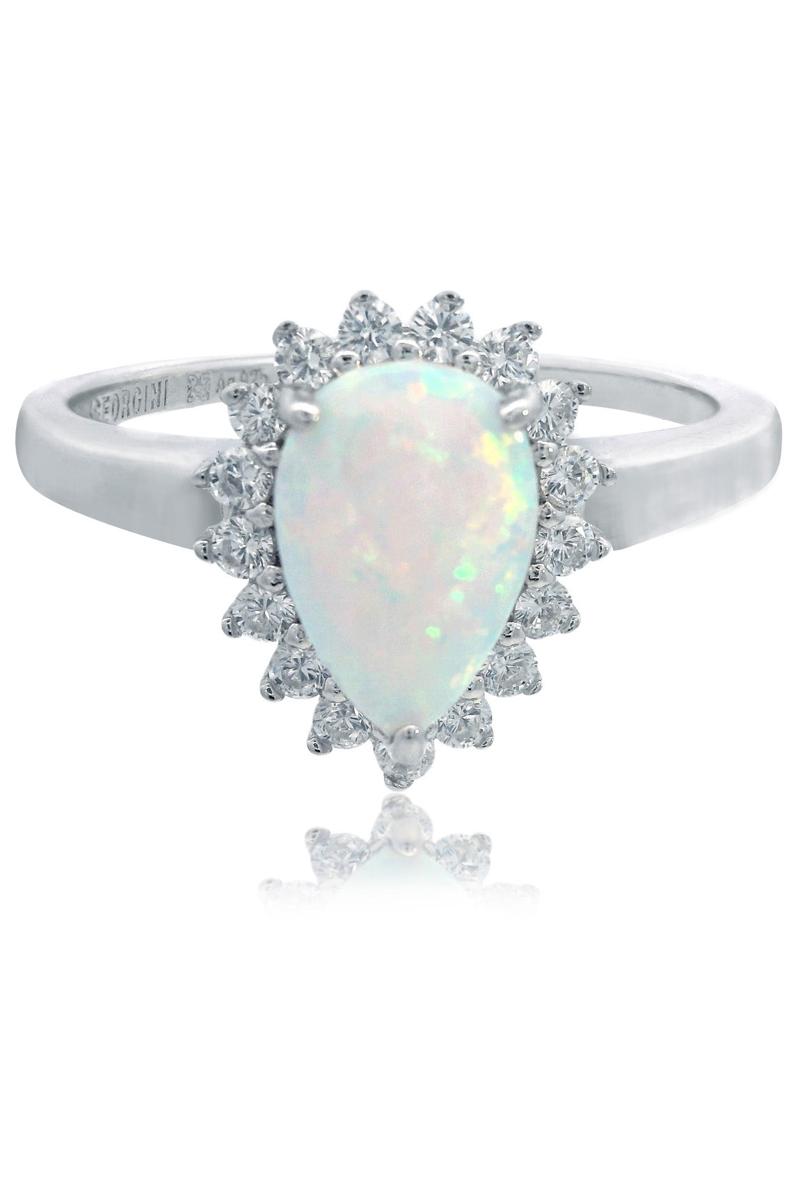 OPAL GLOW ROZELLE WHITE CREATED OPAL RING SILVER – Georgini