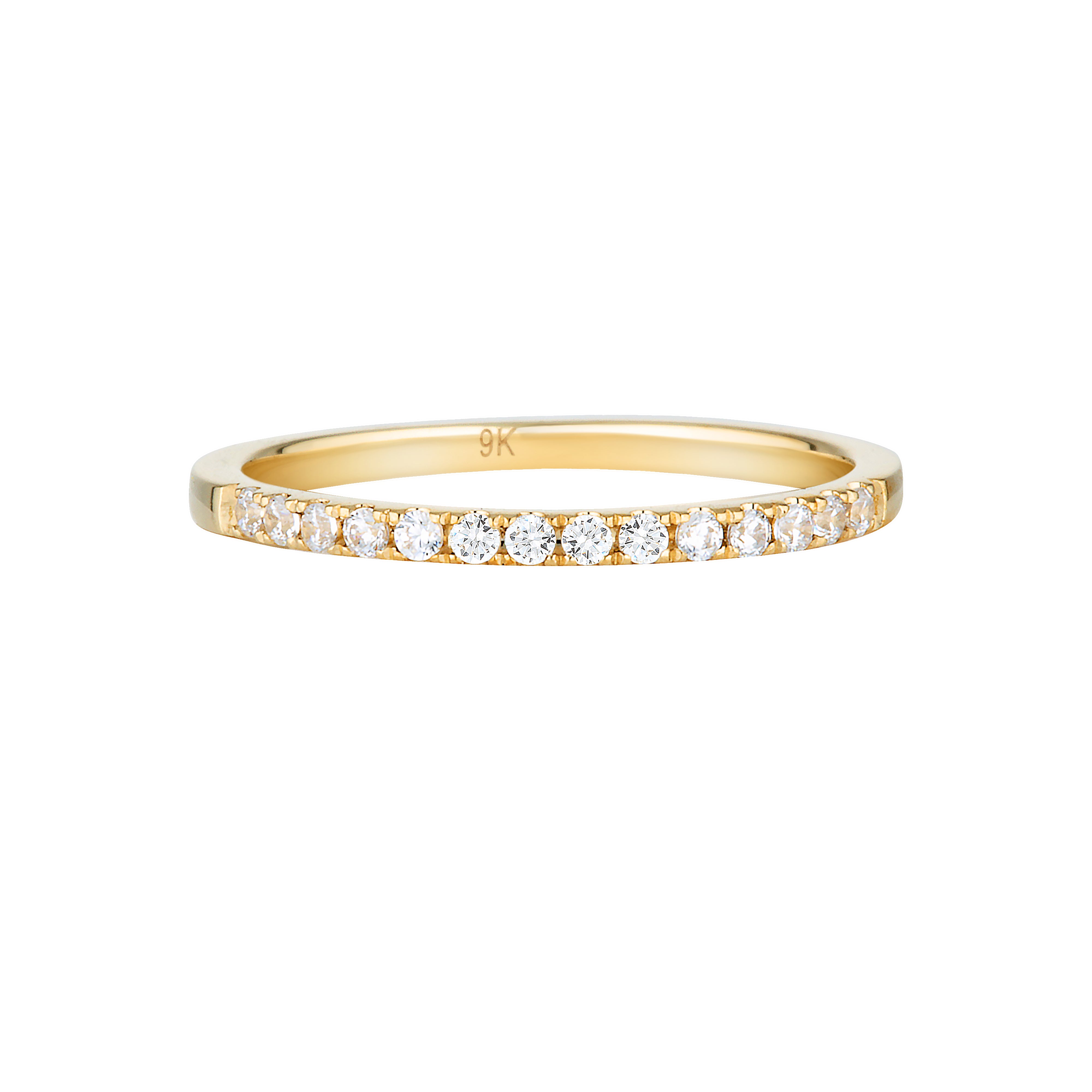 ROUND BRILLIANT CUT MOISSANITE WEDDING BAND IN 9CT YELLOW GOLD