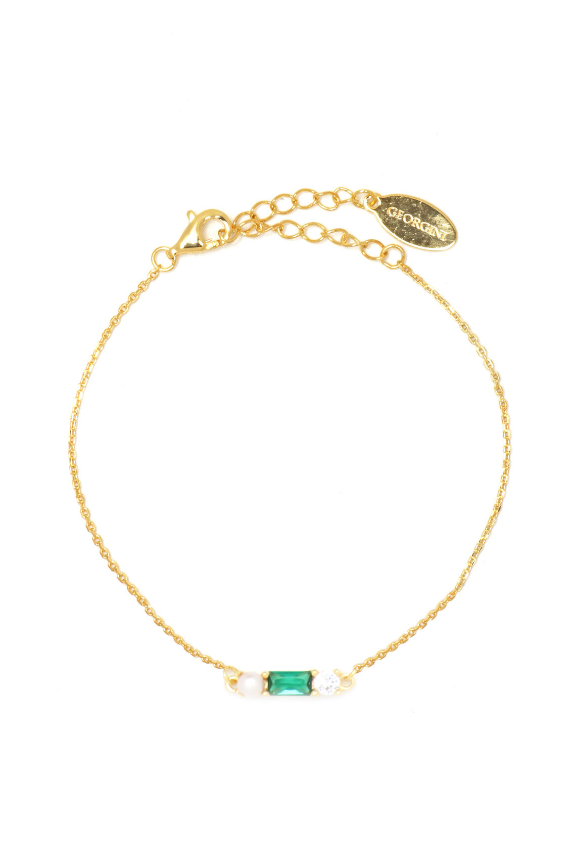 EMERALD ISLE FRESHWATER PEARL BRACELET IN EMERALD AND GOLD