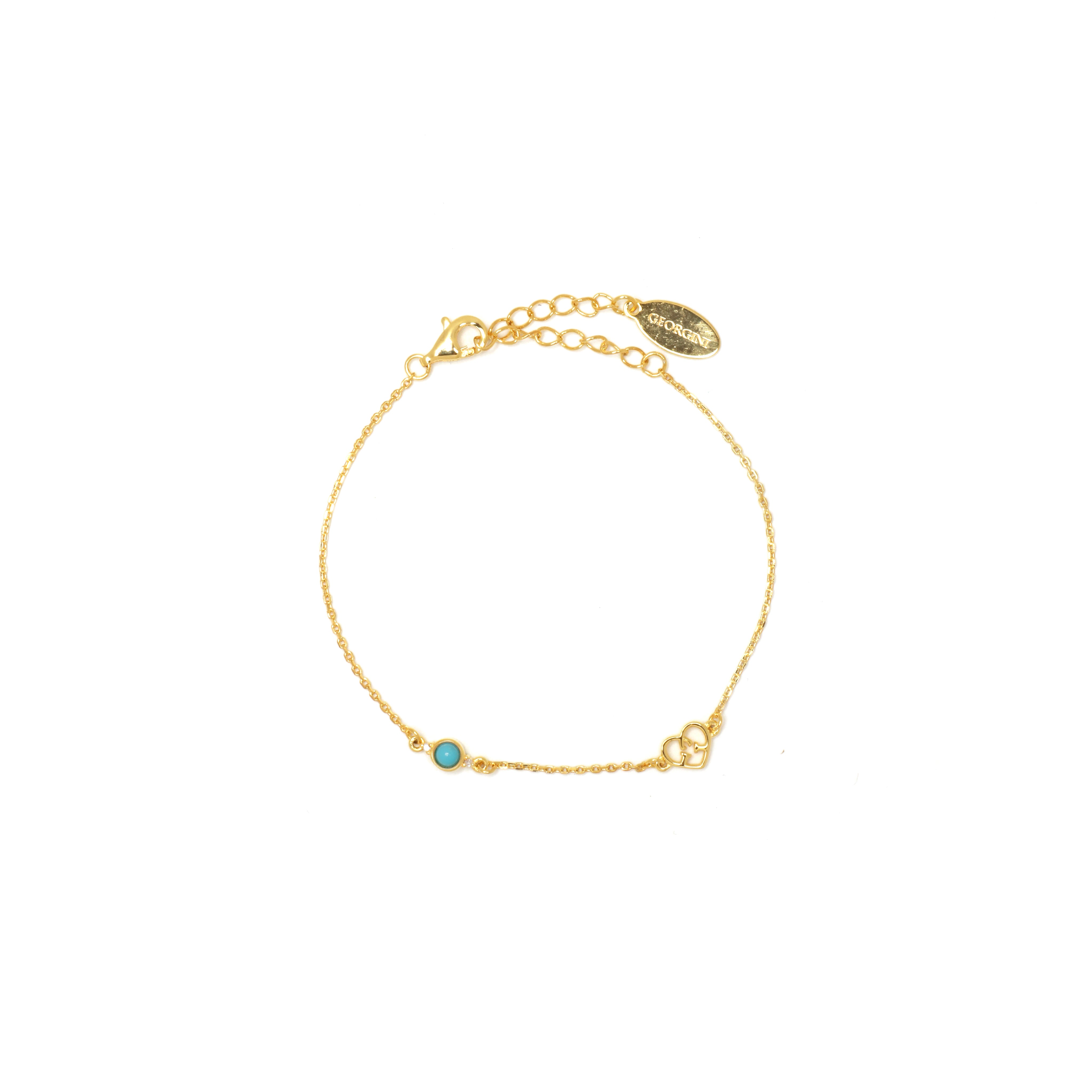 NATURAL TURQUOISE AND TWO NATURAL DIAMOND DECEMBER BRACELET GOLD