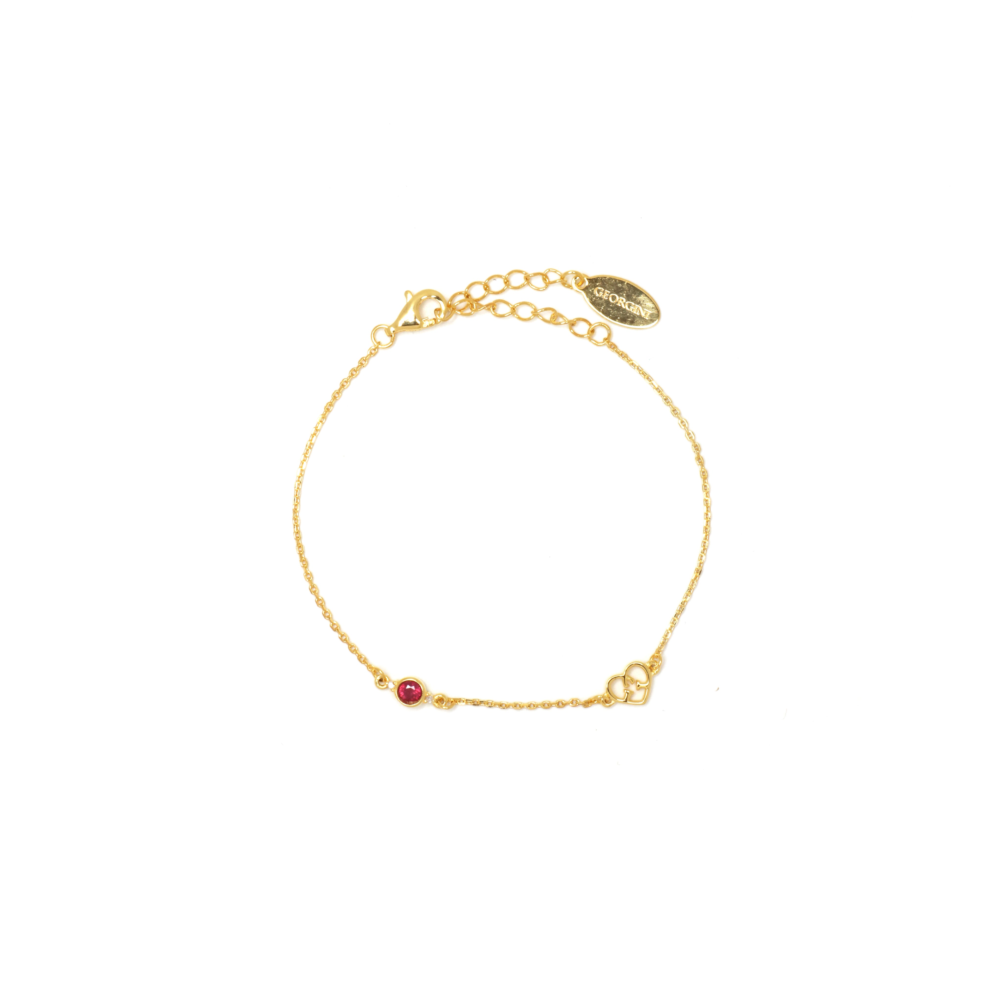 NATURAL RUBY AND TWO NATURAL DIAMOND JULY BRACELET GOLD