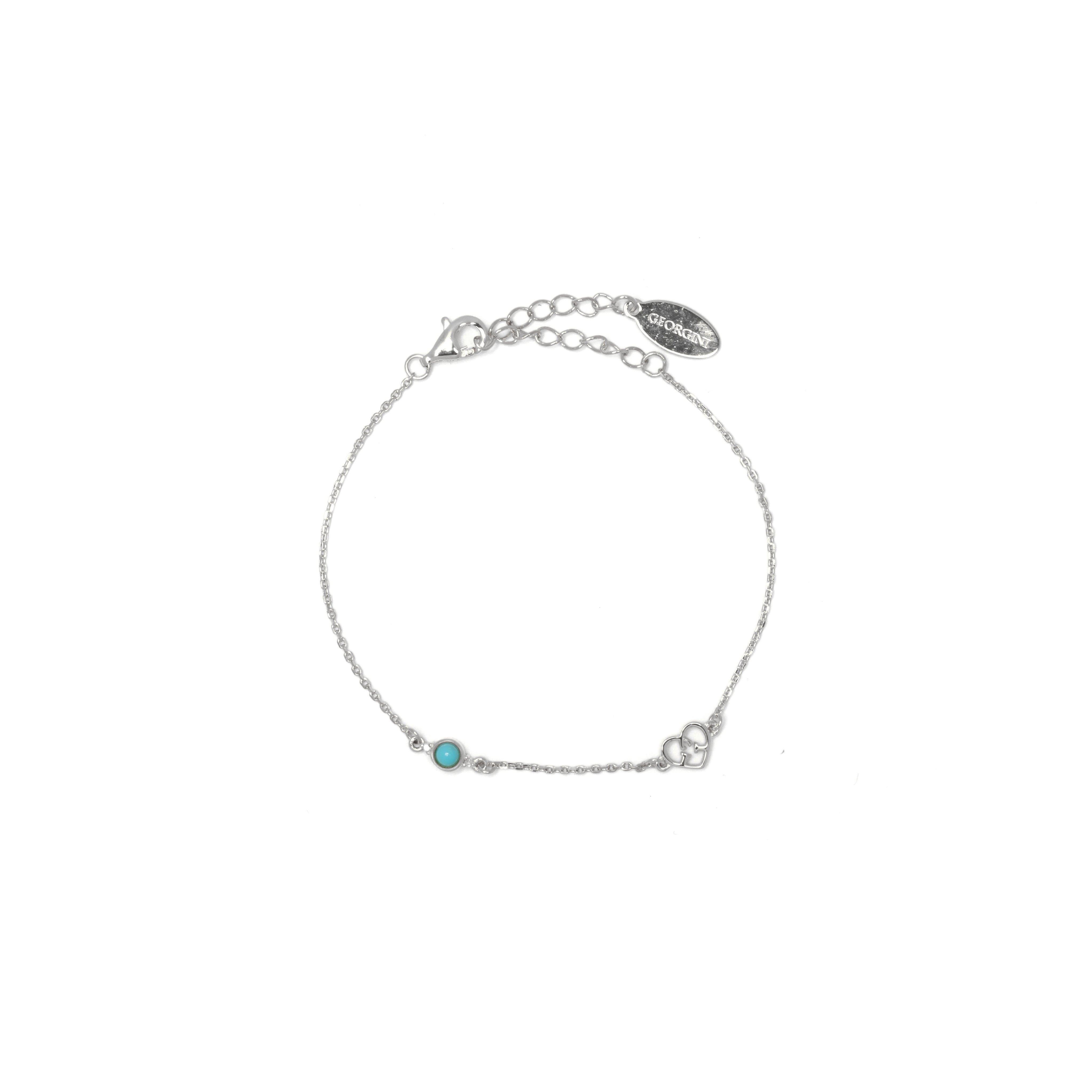 DIAMONDS BY GEORGINI NATURAL TURQUOISE AND TWO NATURAL DIAMOND DECEMBER BRACELET SILVER