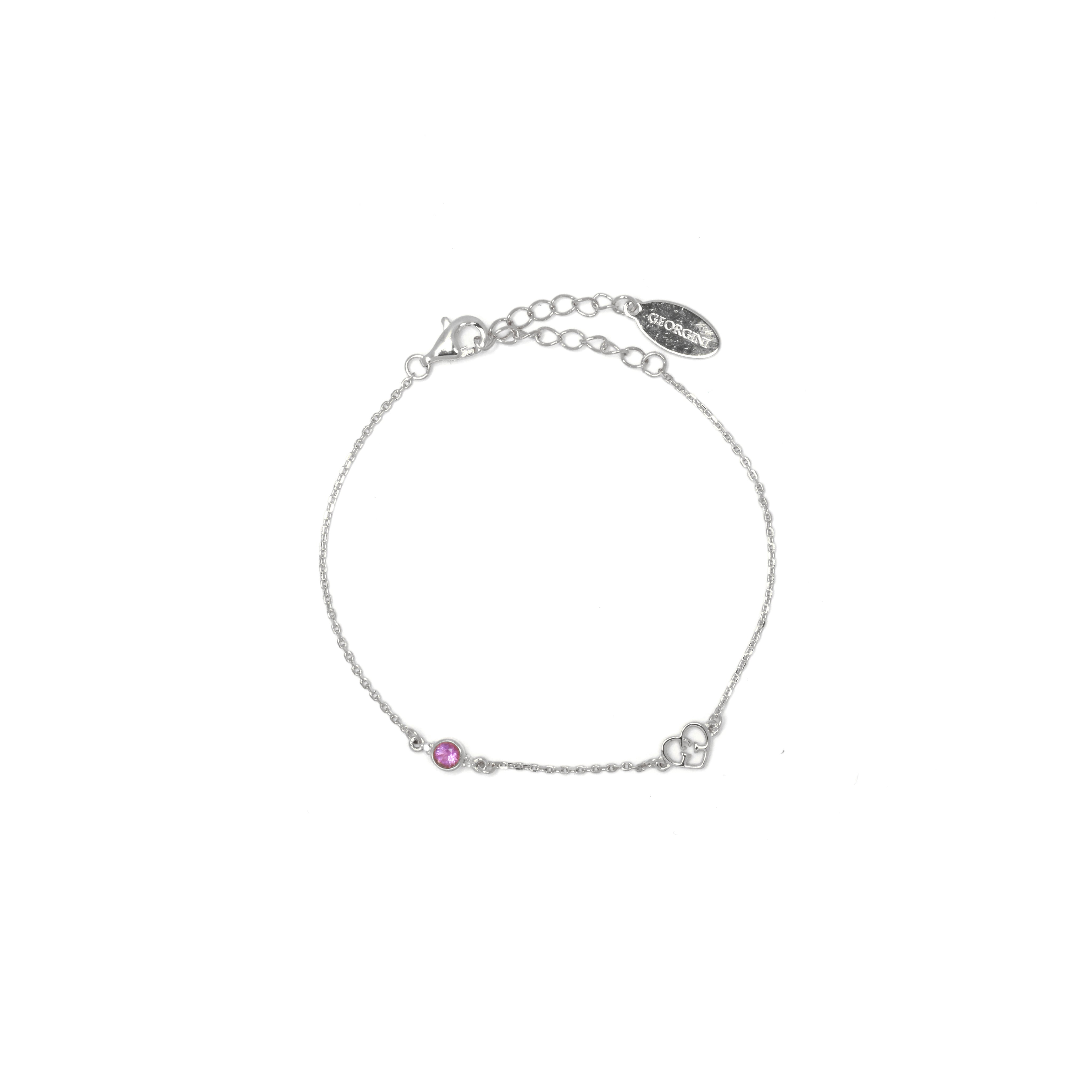 NATURAL AMETHYST AND TWO NATURAL DIAMOND FEBRUARY BRACELET SILVER