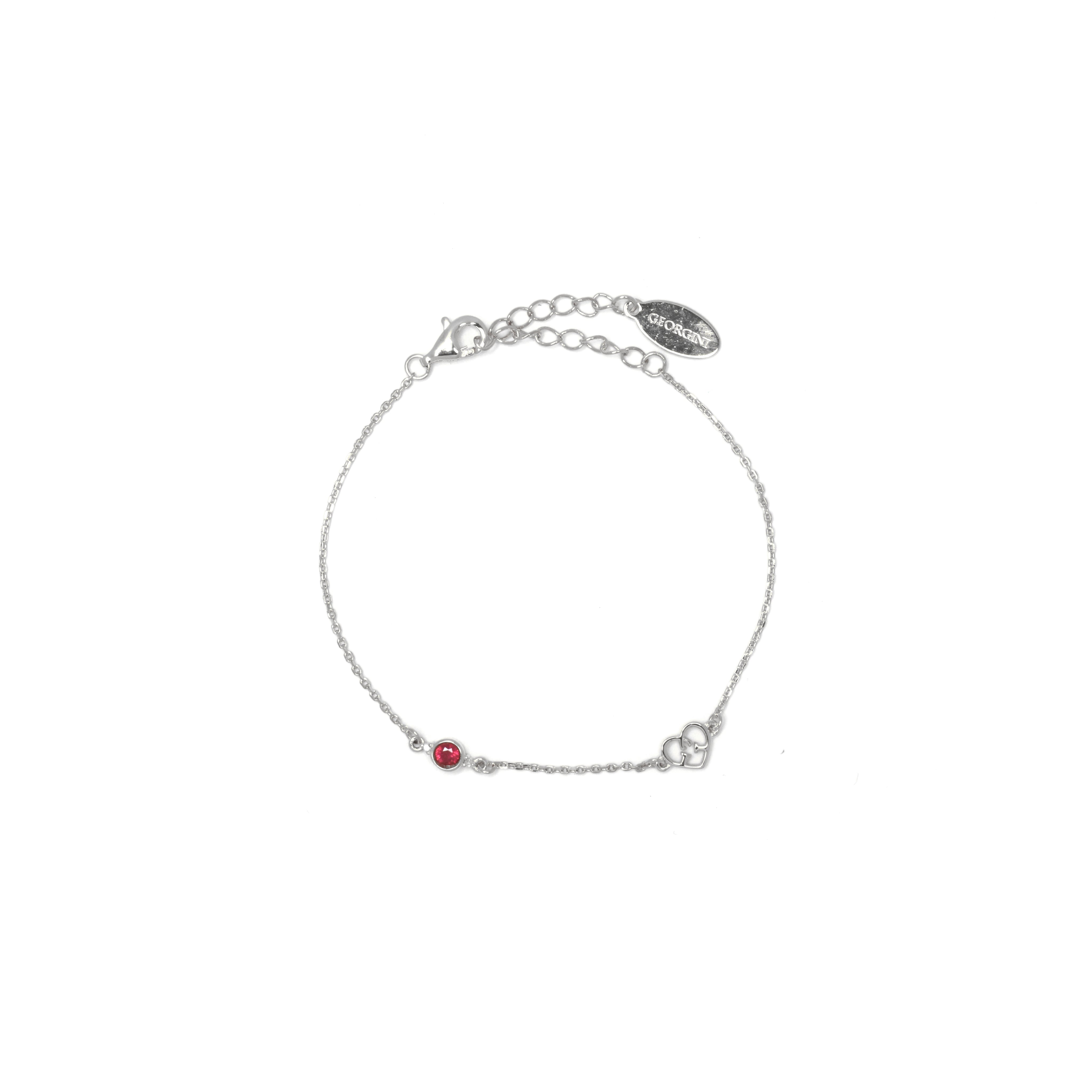 NATURAL RUBY AND TWO NATURAL DIAMOND JULY BRACELET SILVER