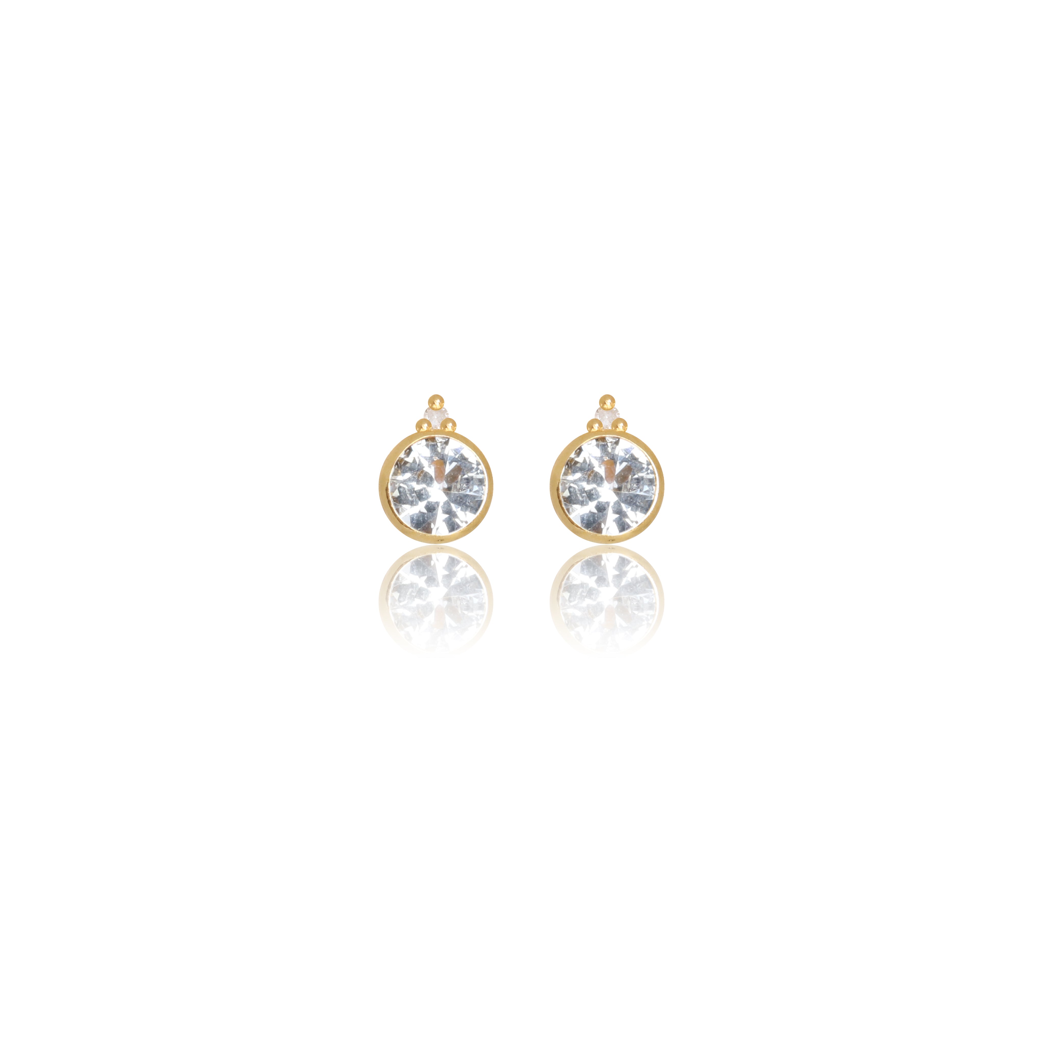 NATURAL TOPAZ AND TWO NATURAL DIAMOND APRIL EARRINGS GOLD