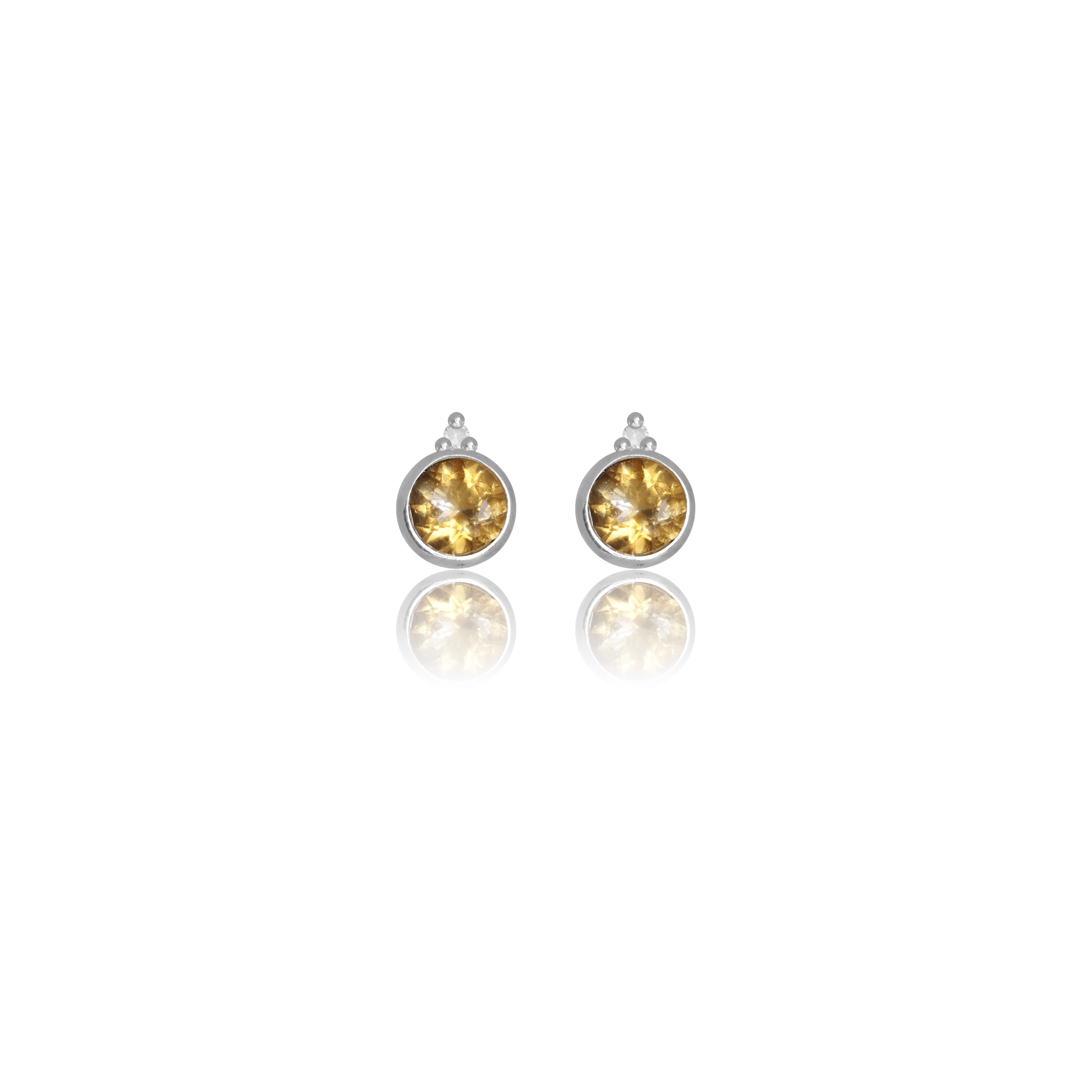 DIAMONDS BY GEORGINI NATURAL CITRINE AND TWO NATURAL DIAMOND NOVEMBER EARRINGS SILVER
