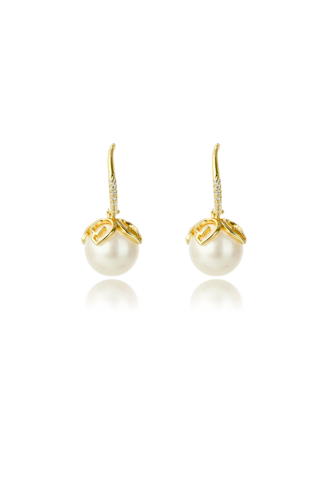 OCEANS PALM COVE FRESHWATER PEARL EARRINGS GOLD