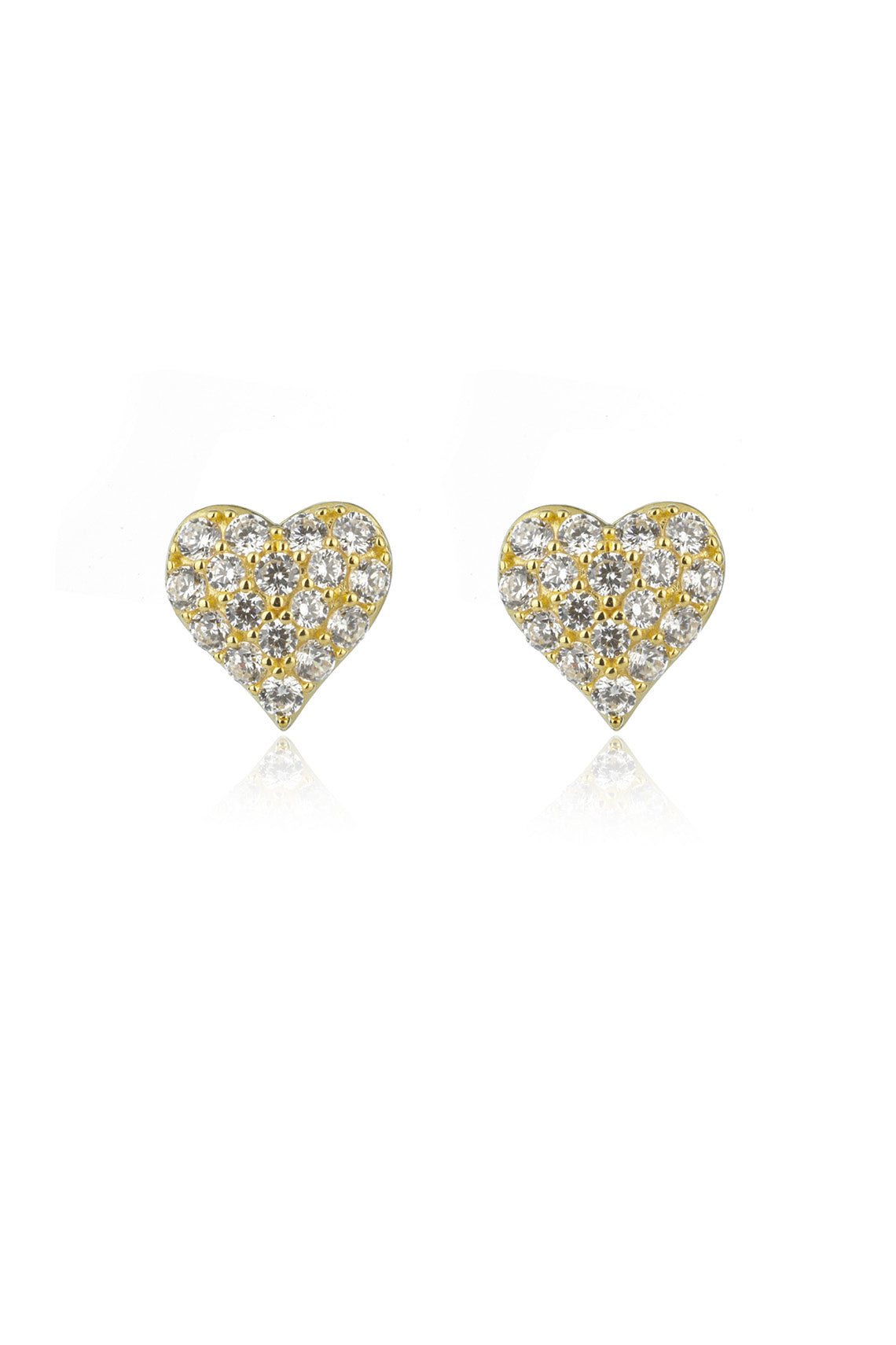 SWEETHEART SPARKLY HEART STUDS GOLD