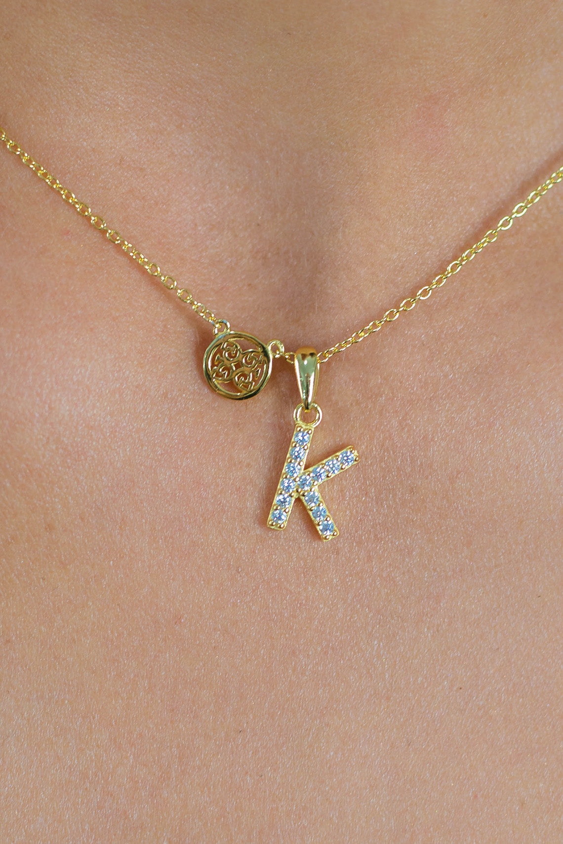 LUXURY LETTERS K INITIAL PENDANT GOLD