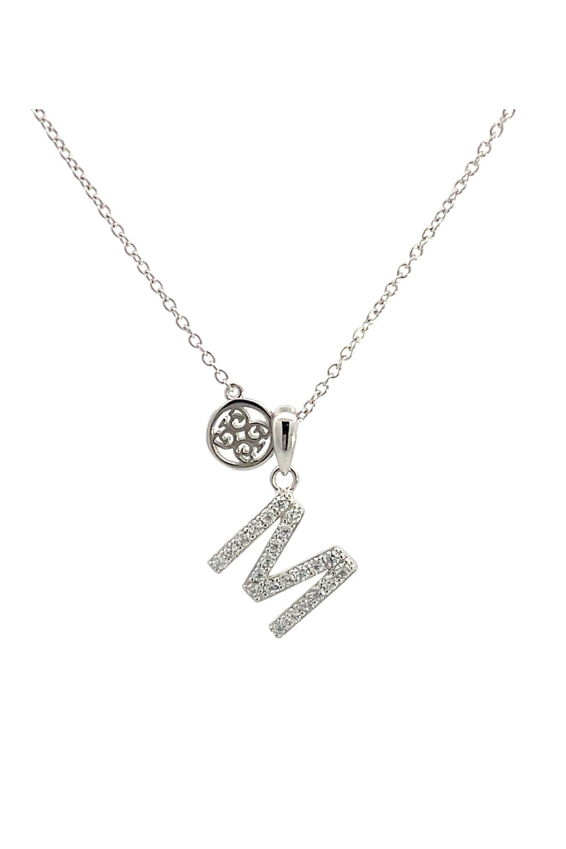 LUXURY LETTERS M INITIAL PENDANT SILVER