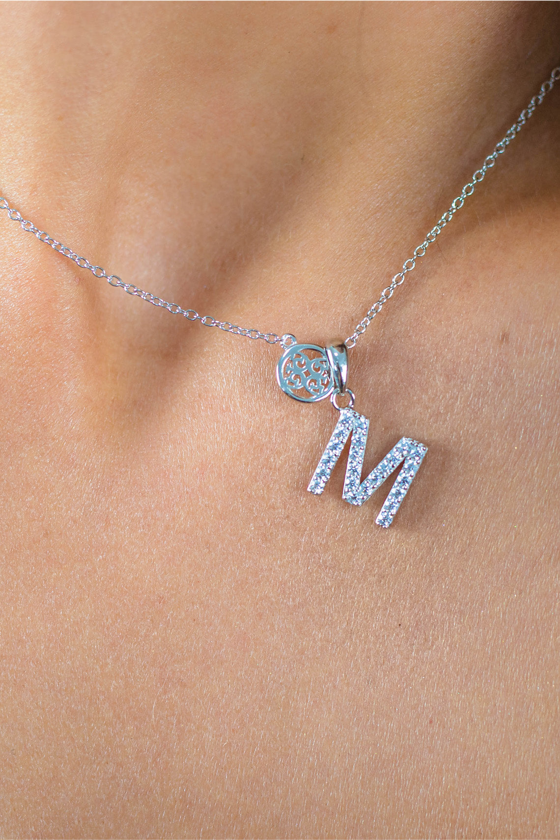 LUXURY LETTERS M INITIAL PENDANT SILVER