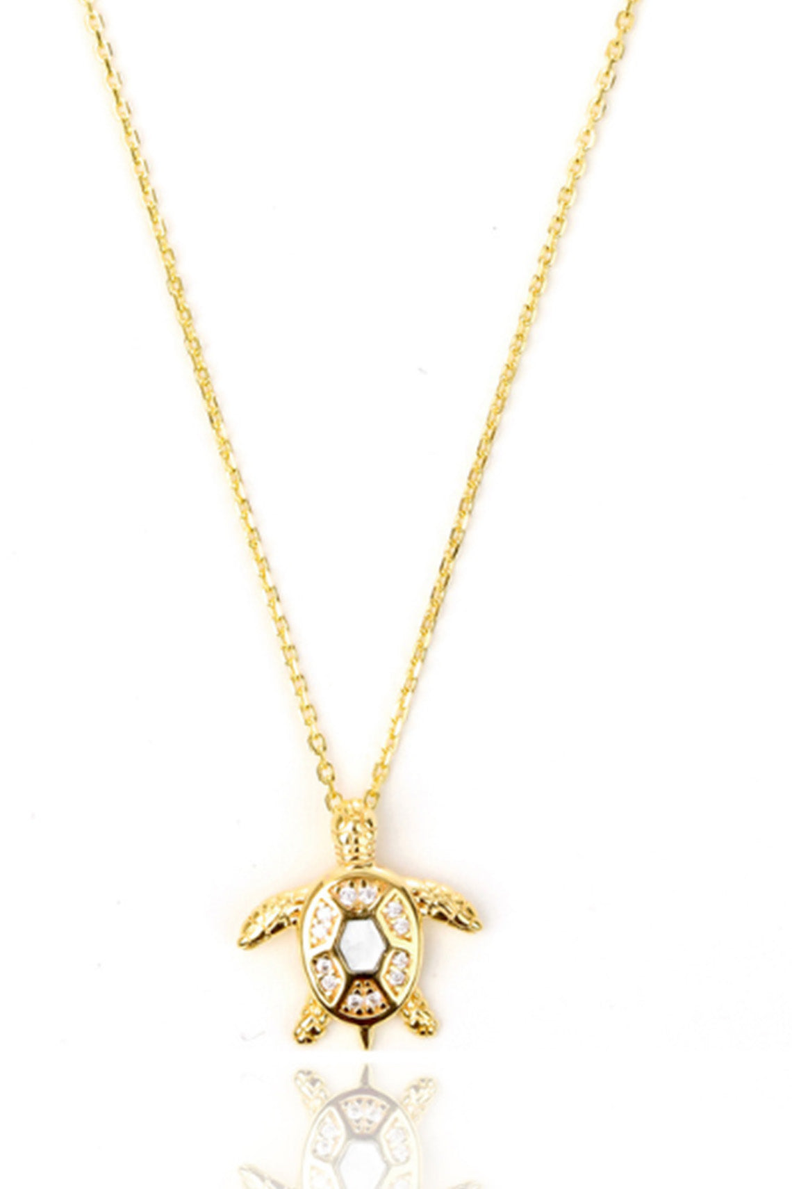 OCEANS SEA TURTLE MOTHER OF PEARL NECKLACE GOLD