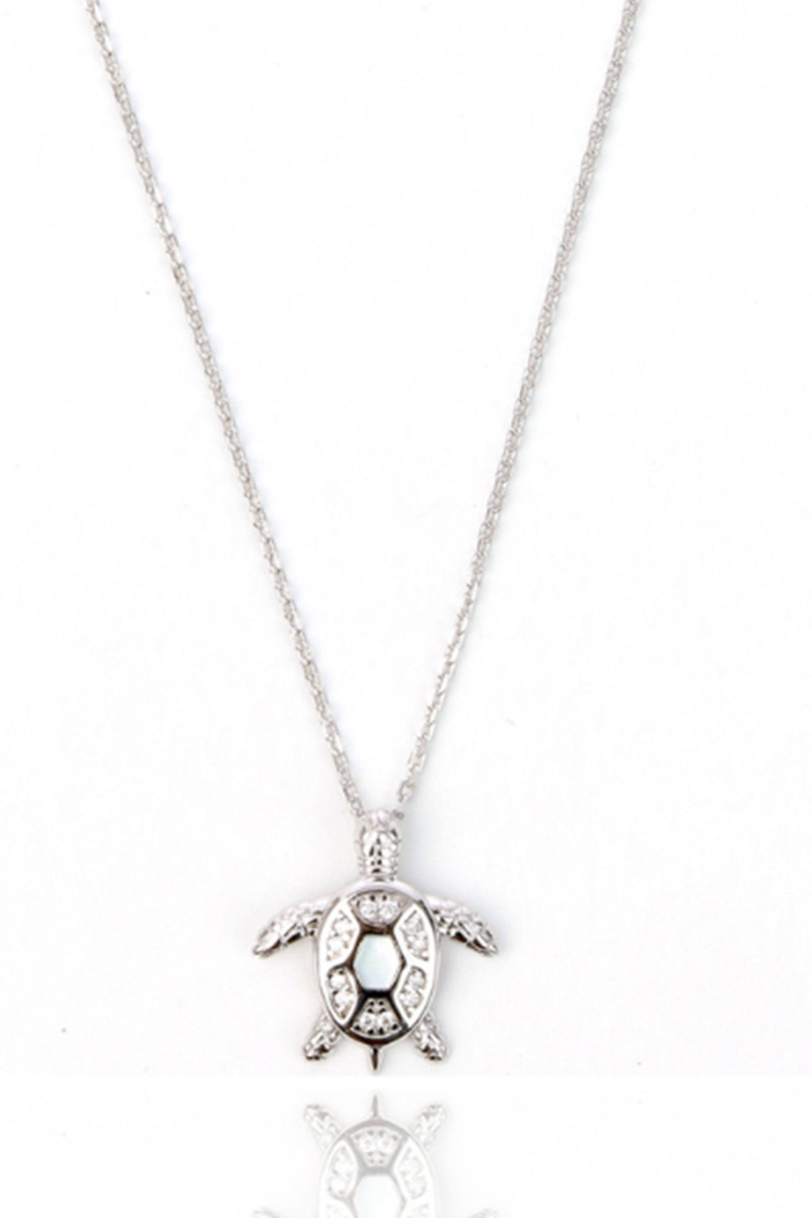 OCEANS SEA TURTLE MOTHER OF PEARL NECKLACE SILVER