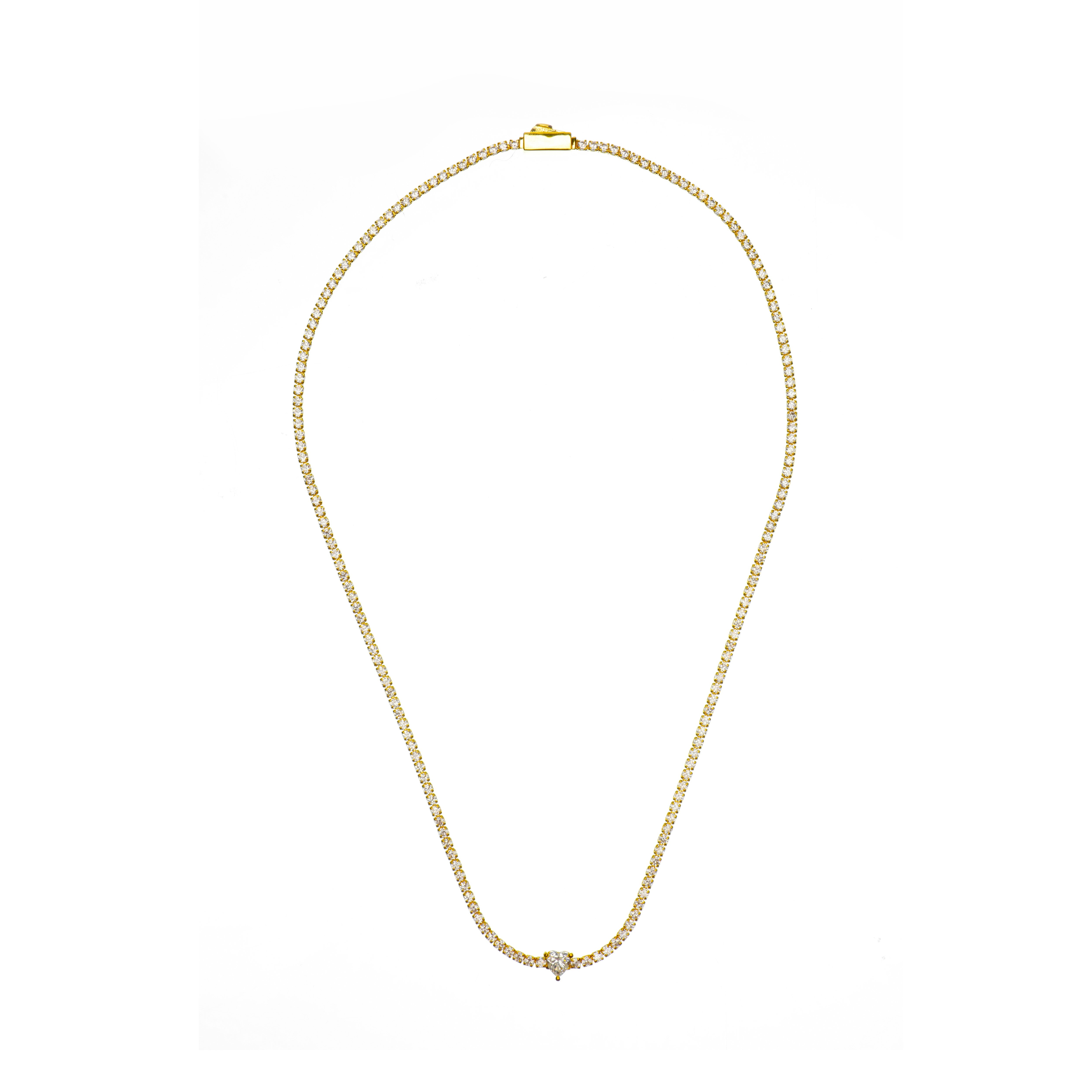 SWEETHEART TENNIS NECKLACE GOLD 42CM