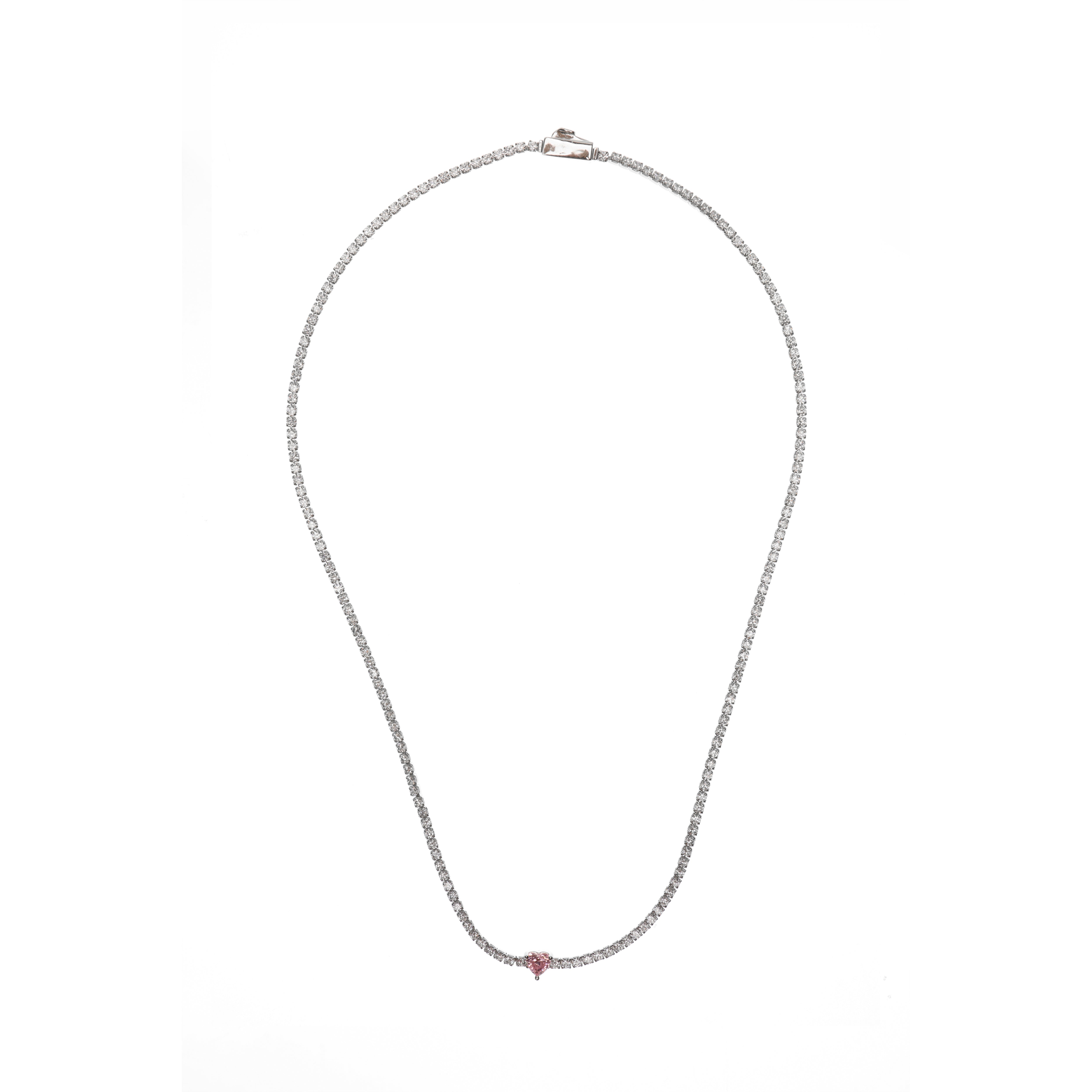 SWEETHEART TENNIS NECKLACE SILVER 42CM