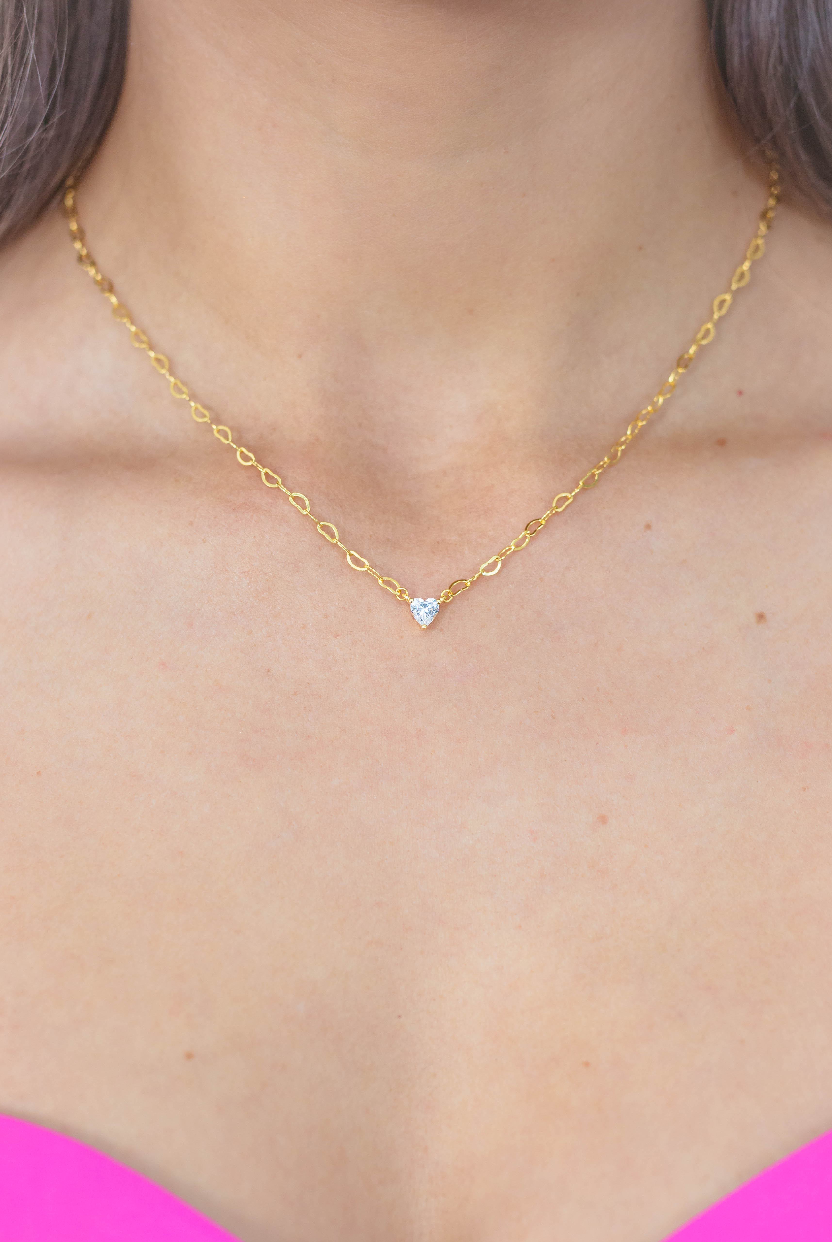 SWEETHEART HEART CHAIN NECKLACE GOLD