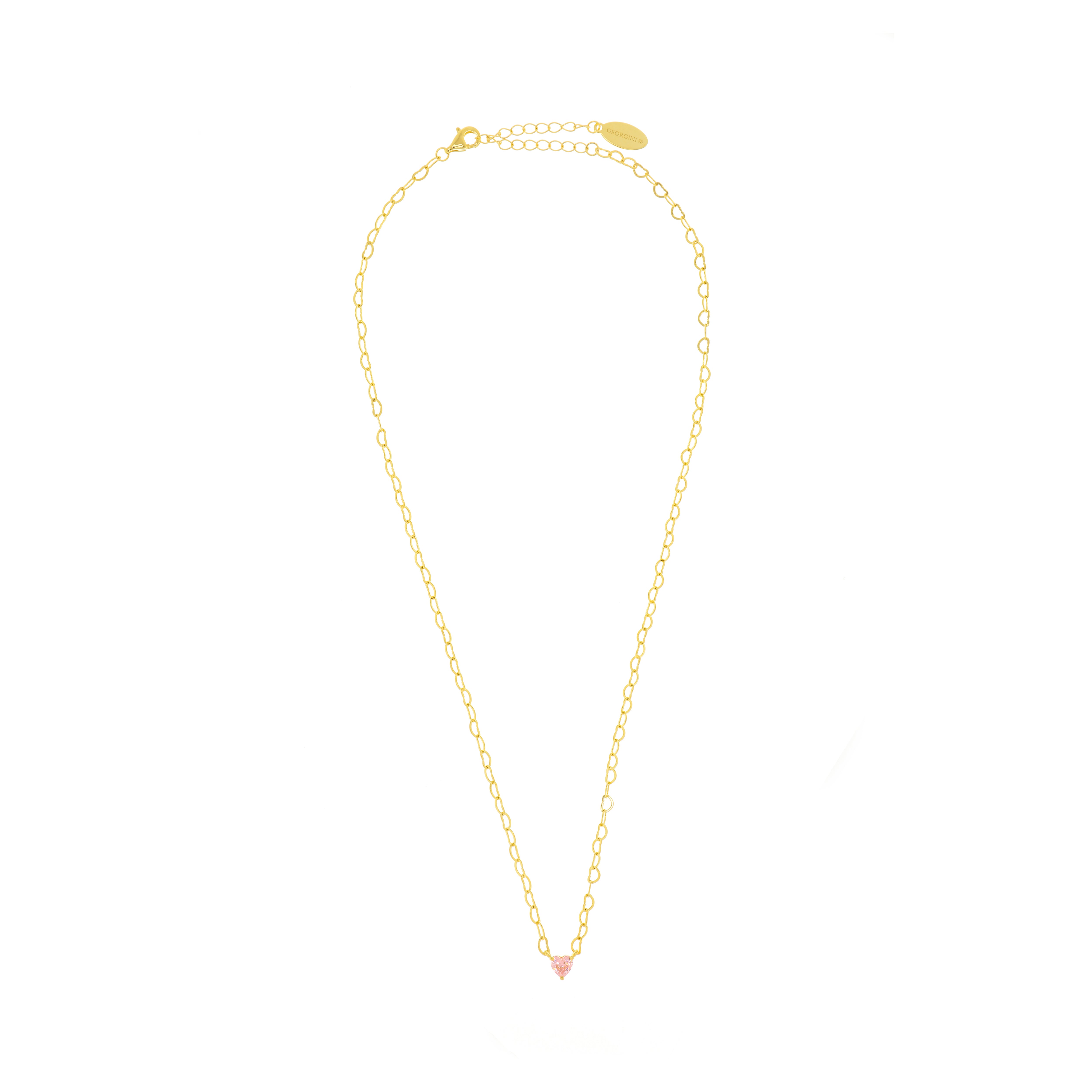 SWEETHEART HEART CHAIN NECKLACE PINK GOLD