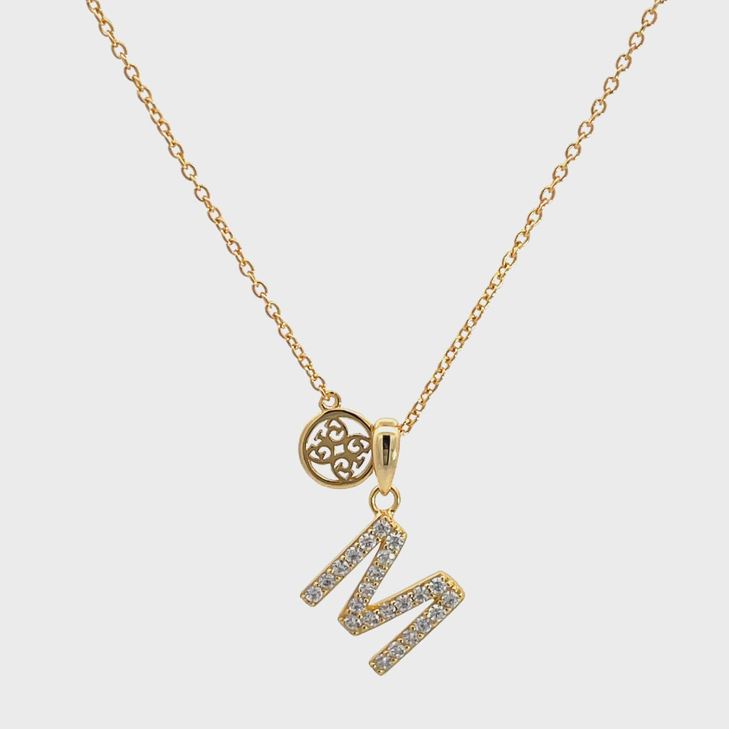 Diamond Letter M Pendant Necklace in 14k Yellow Gold | Kendra Scott