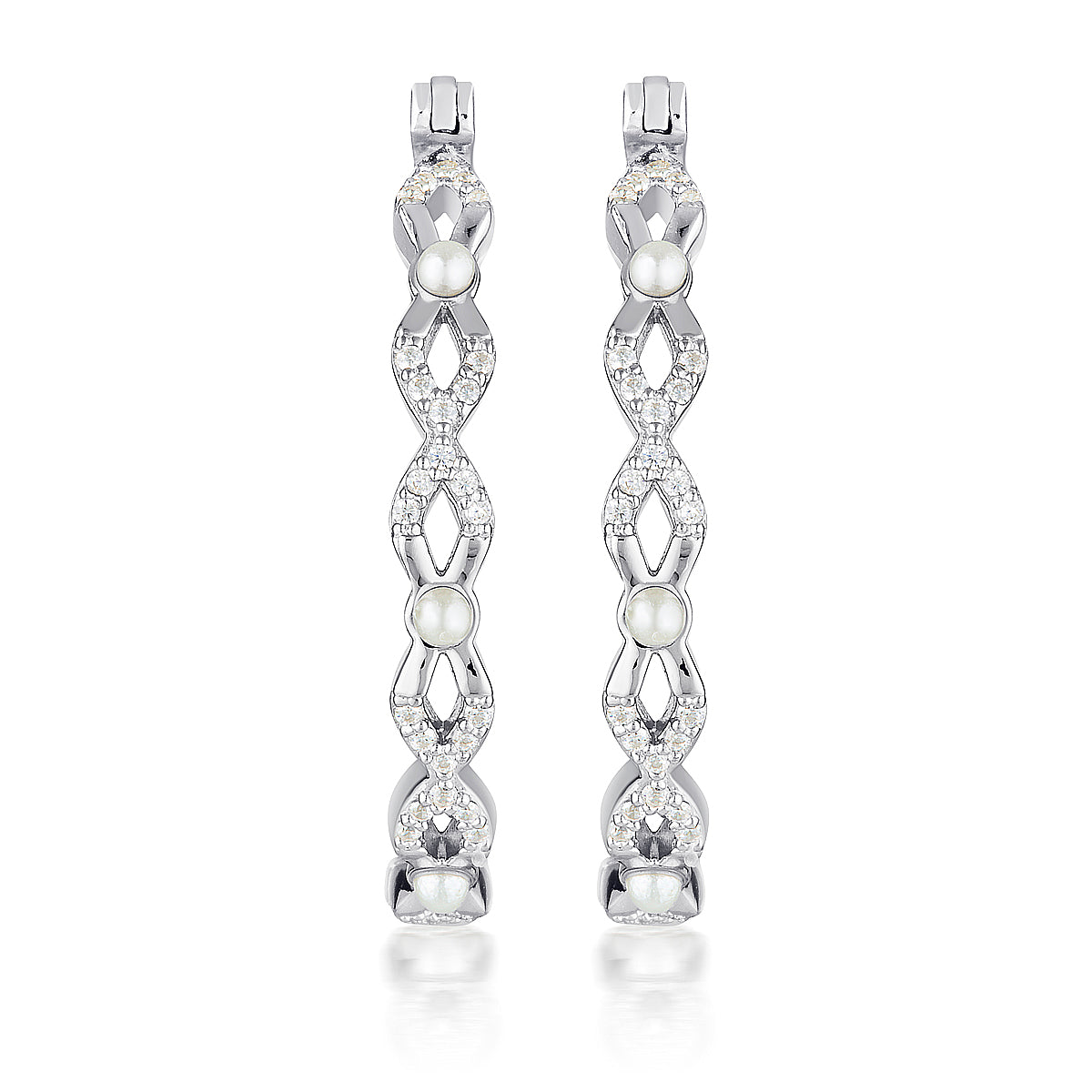 RED CARPET OVATION EARRINGS PEARL/ SILVER