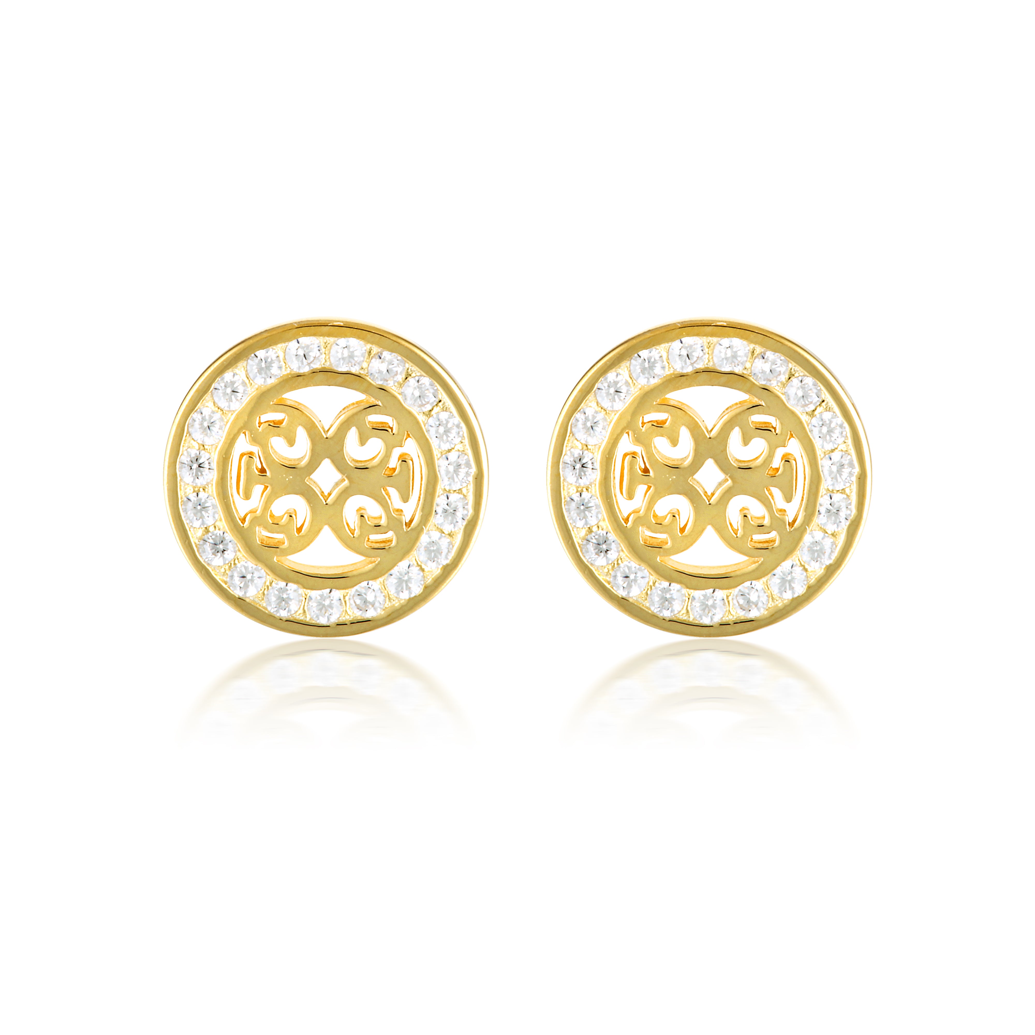 SIGNATURE MEDALION EARRINGS GOLD