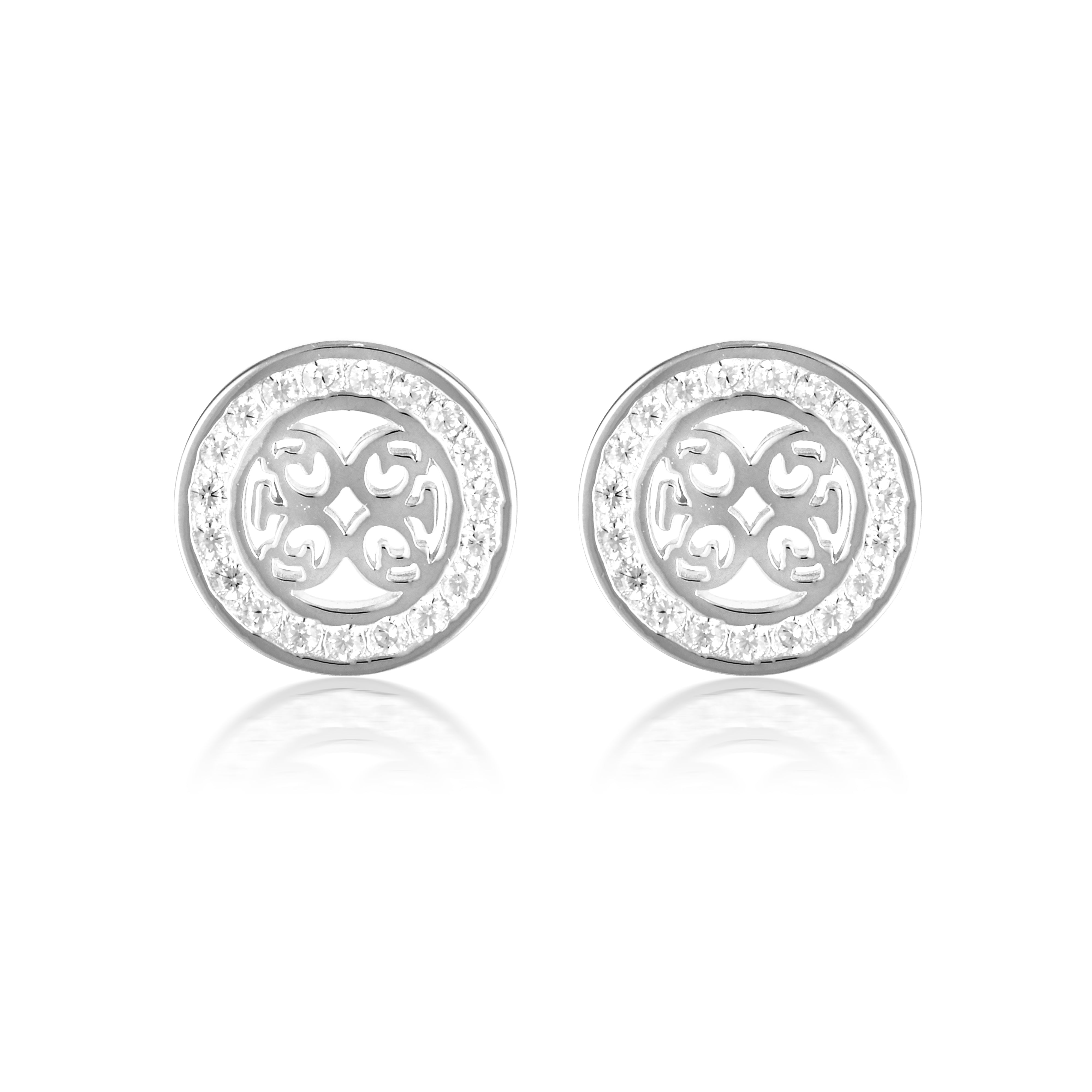 SIGNATURE MEDALION EARRINGS SILVER