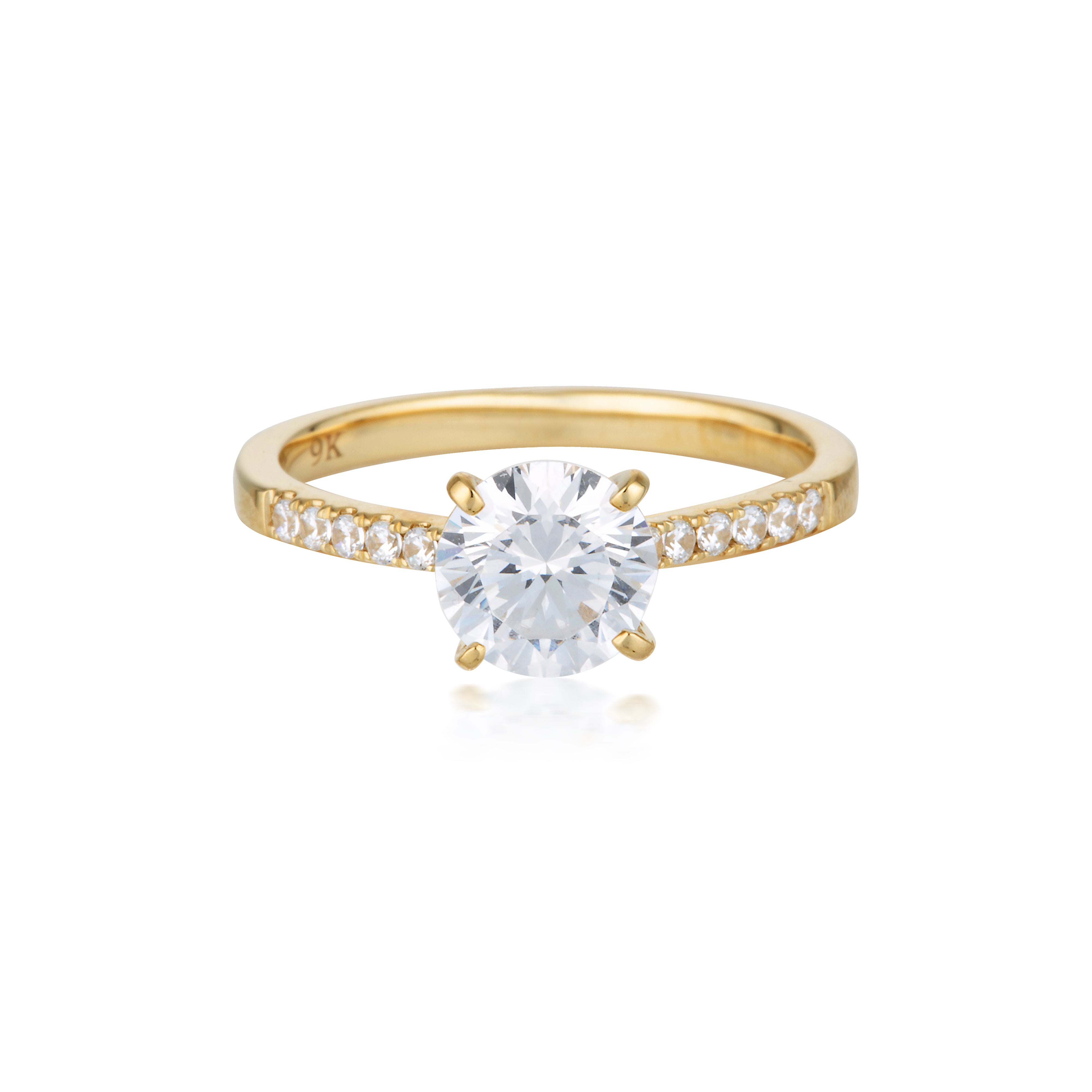 ROUND BRILLIANT CUT IN 1.25CTW MOISSANITE ENGAGEMENT RING IN 9CT YELLOW GOLD
