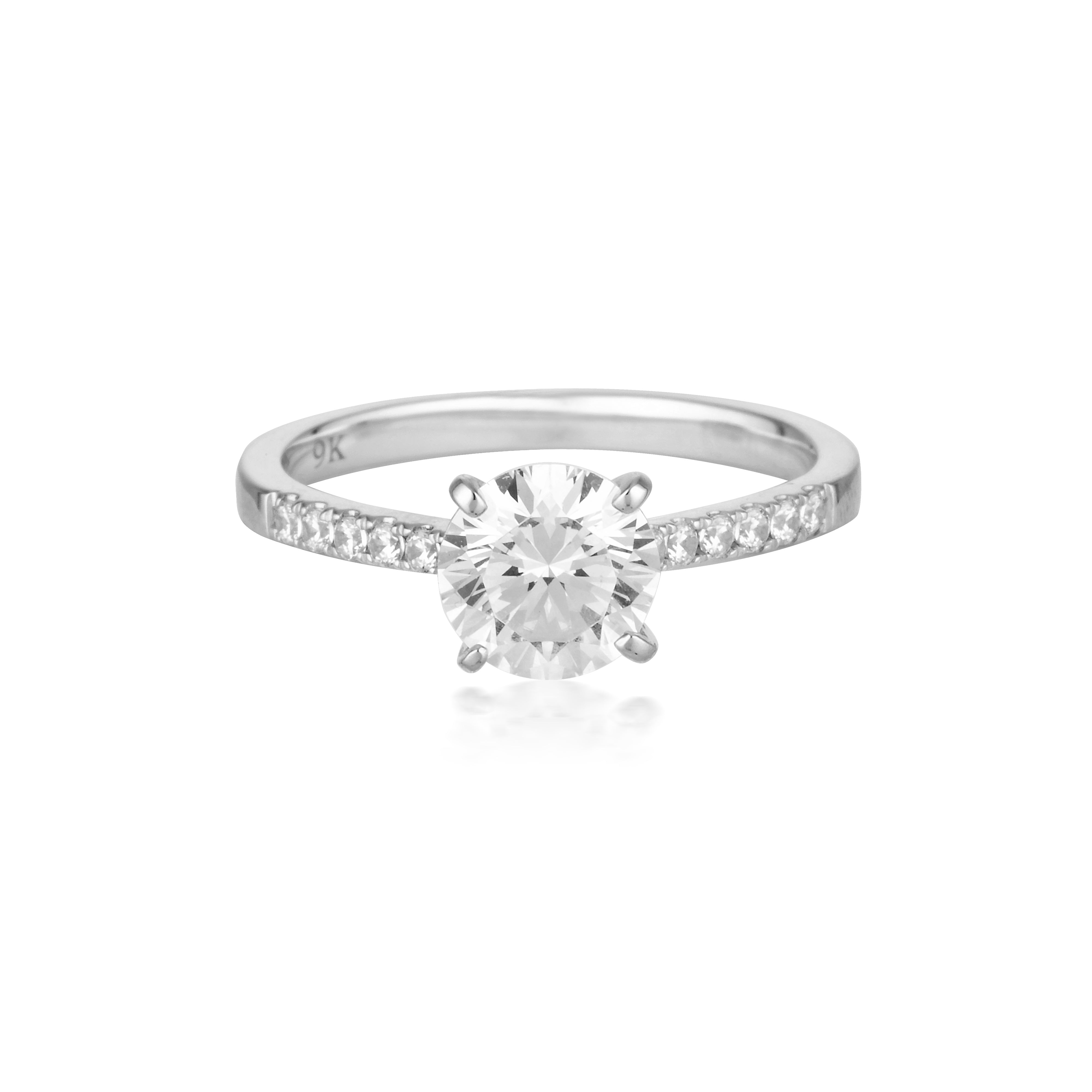 ROUND BRILLIANT CUT 1.25CTW MOISSANITE ENGAGEMENT RING IN 9CT WHITE GOLD