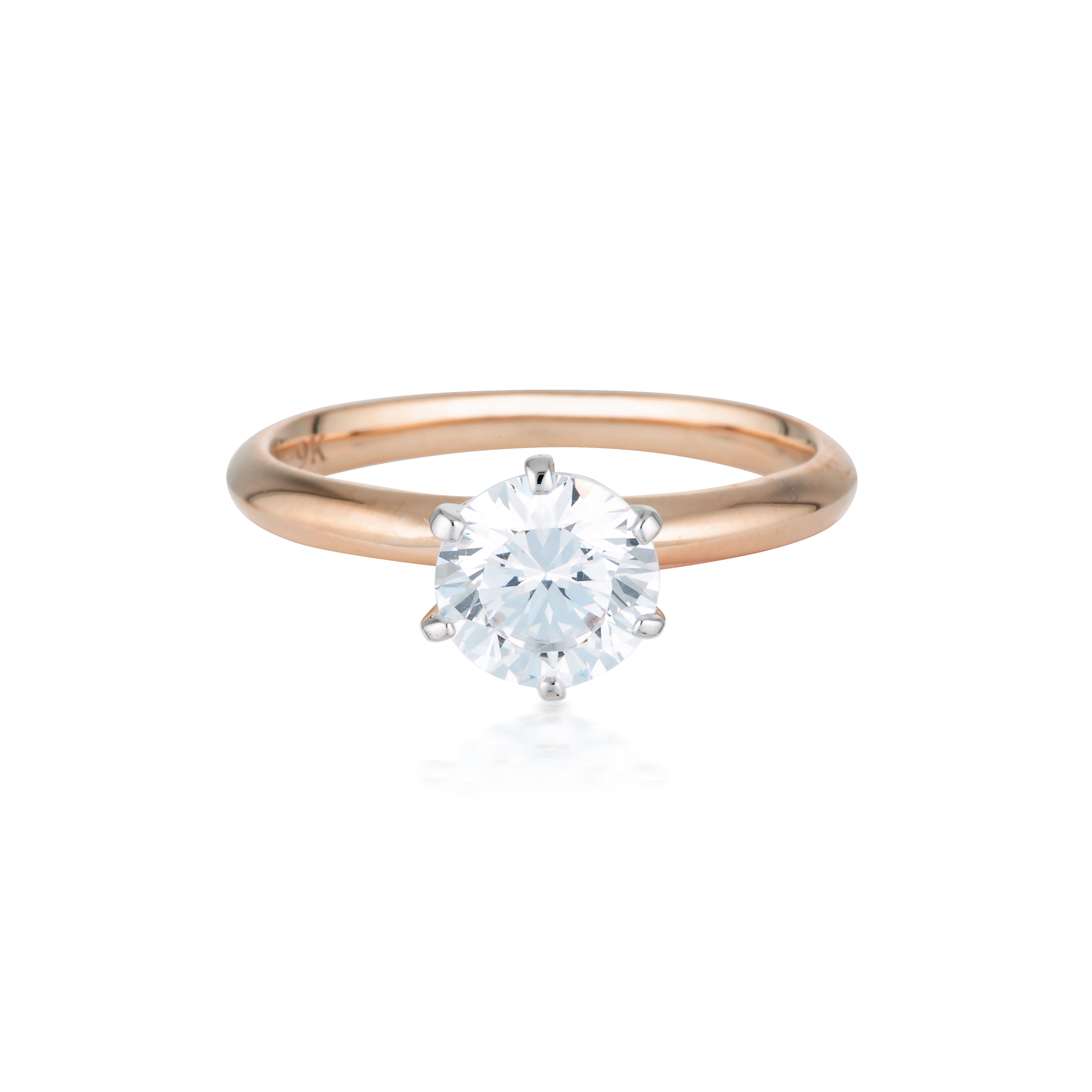 Georgini Gold Round Brilliant Cut 1.25tcw Moissanite Solitaire with Knife Edge Band in Rose Gold