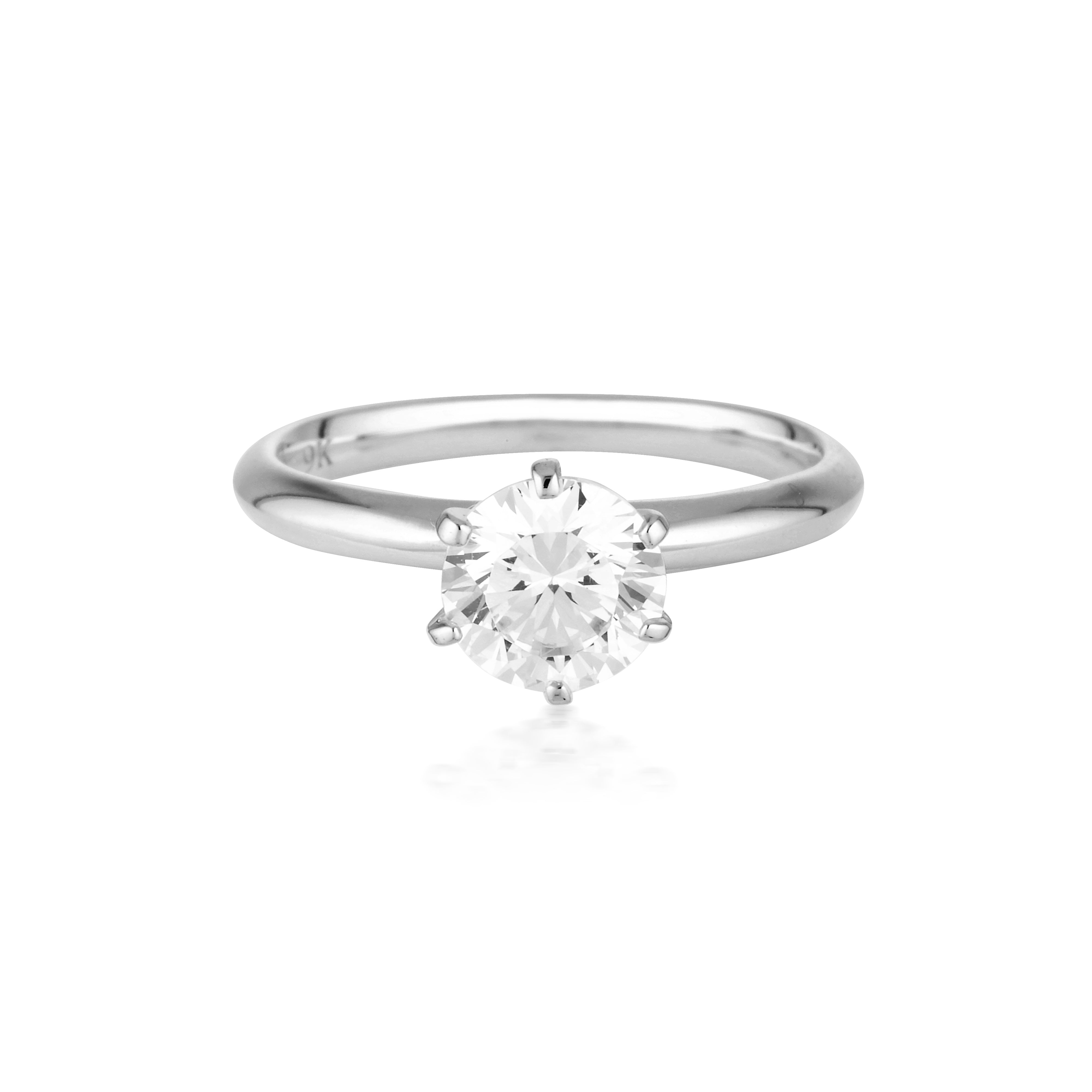 ROUND BRILLIANT CUT 1.25CTW MOISSANITE SOLITAIRE WITH KNIFE EDGE BAND IN 9CT WHITE GOLD