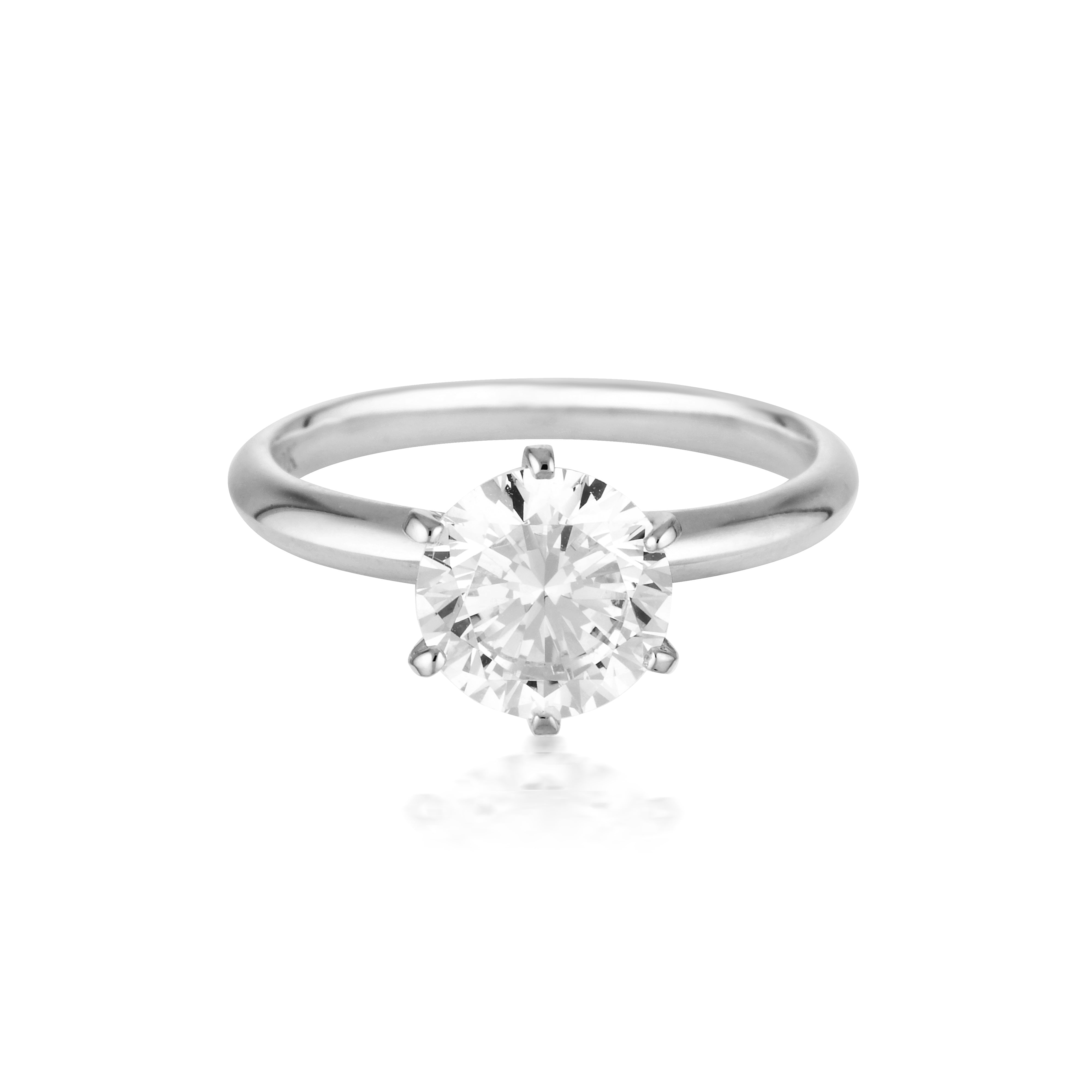 ROUND BRILLIANT CUT 2CT MOISSANITE SOLITAIRE WITH KNIFE EDGE BAND IN WHITE GOLD