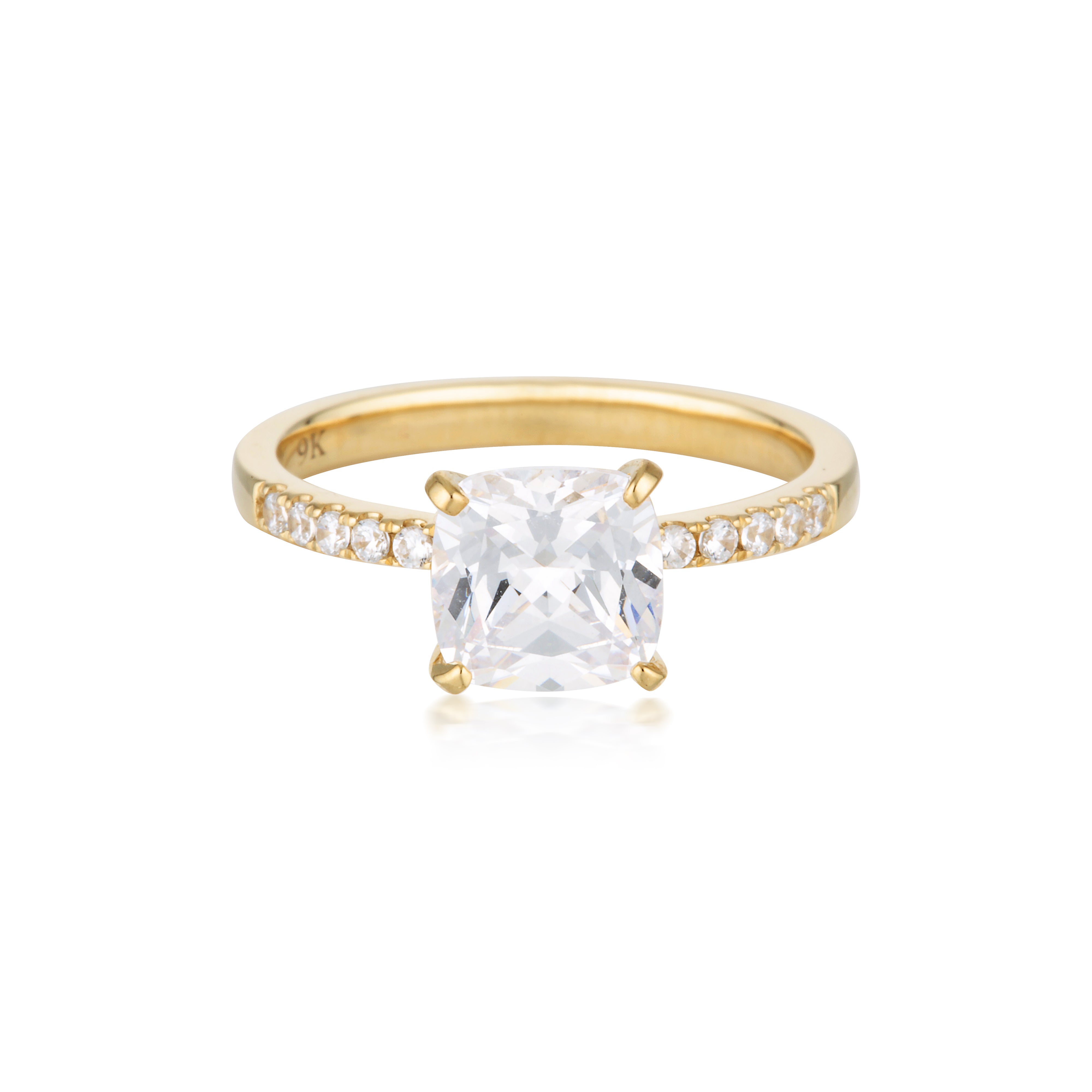 Cushion Cut 1.5tcw Moissanite Engagement Ring in 9ct Yellow Gold