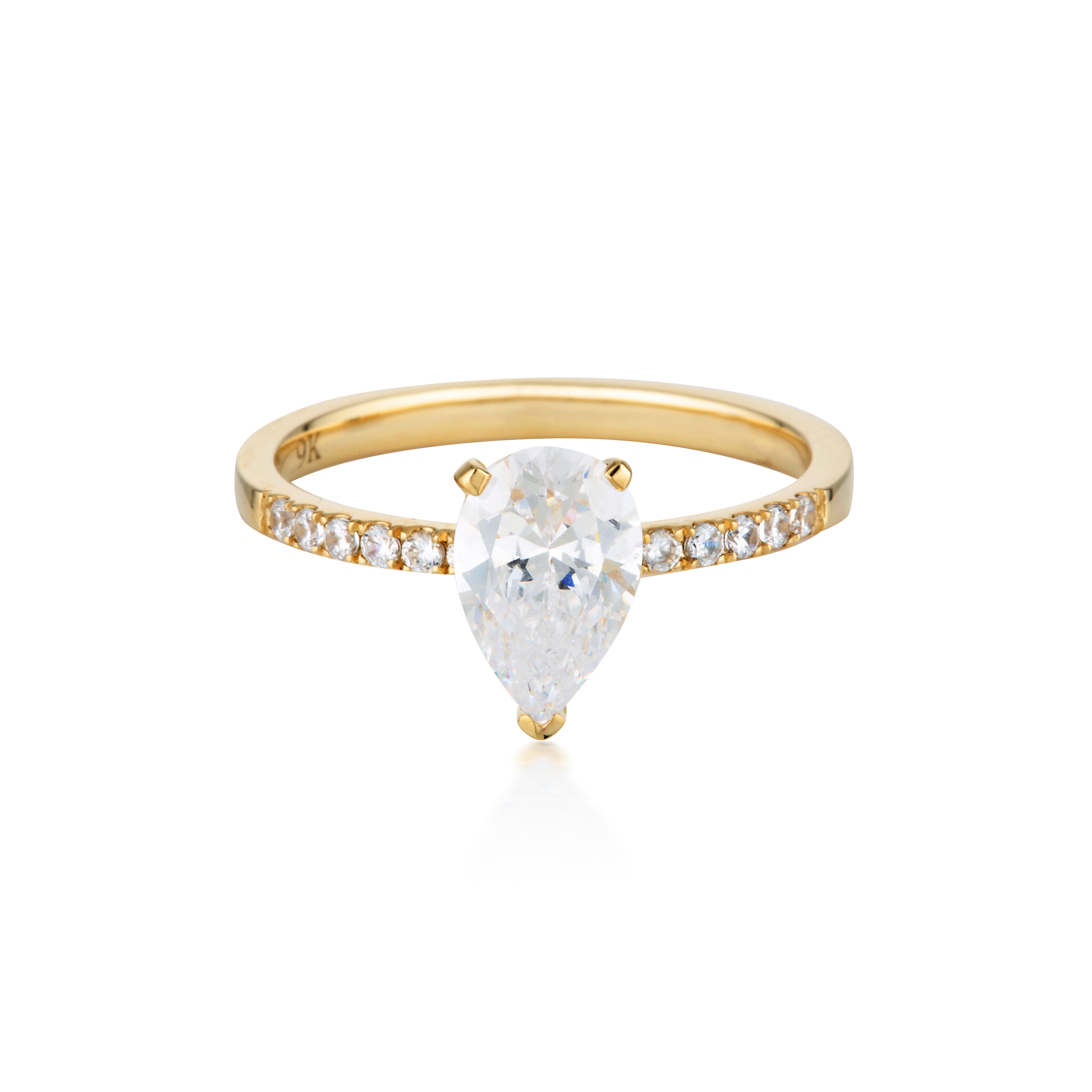 PEAR CUT AND ROUND BRILLIANT 1.5CTW ENGAGEMENT RING IN 9CT YELLOW GOLD