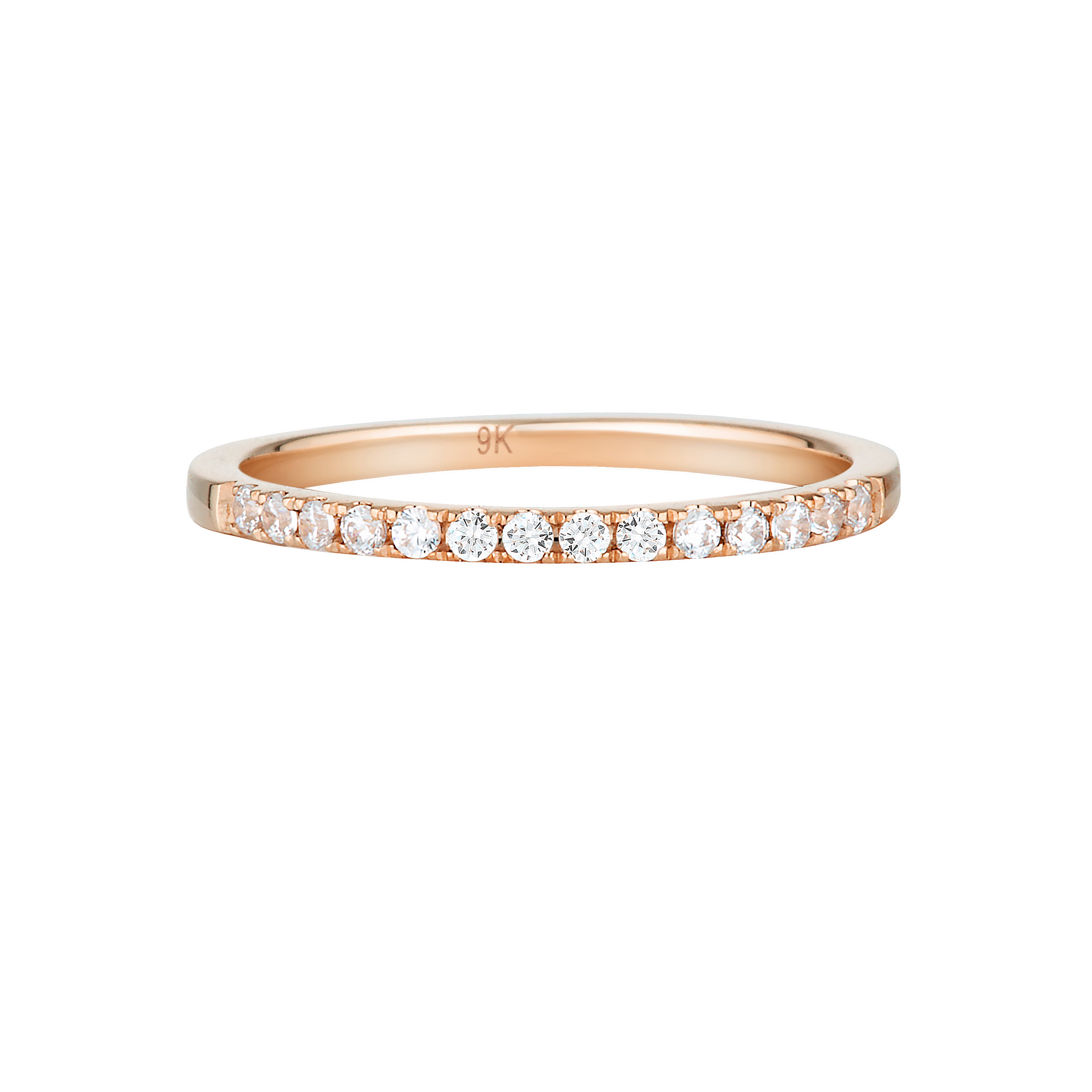 ROUND BRILLIANT CUT MOISSANITE WEDDING BAND IN 9CT ROSE GOLD